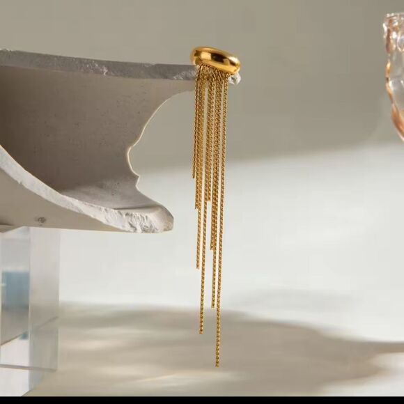 New Elegant Gold Ss Chain Ear Cuff Curated Ear Stacking Earring 1 Pc - Picture 6 of 8